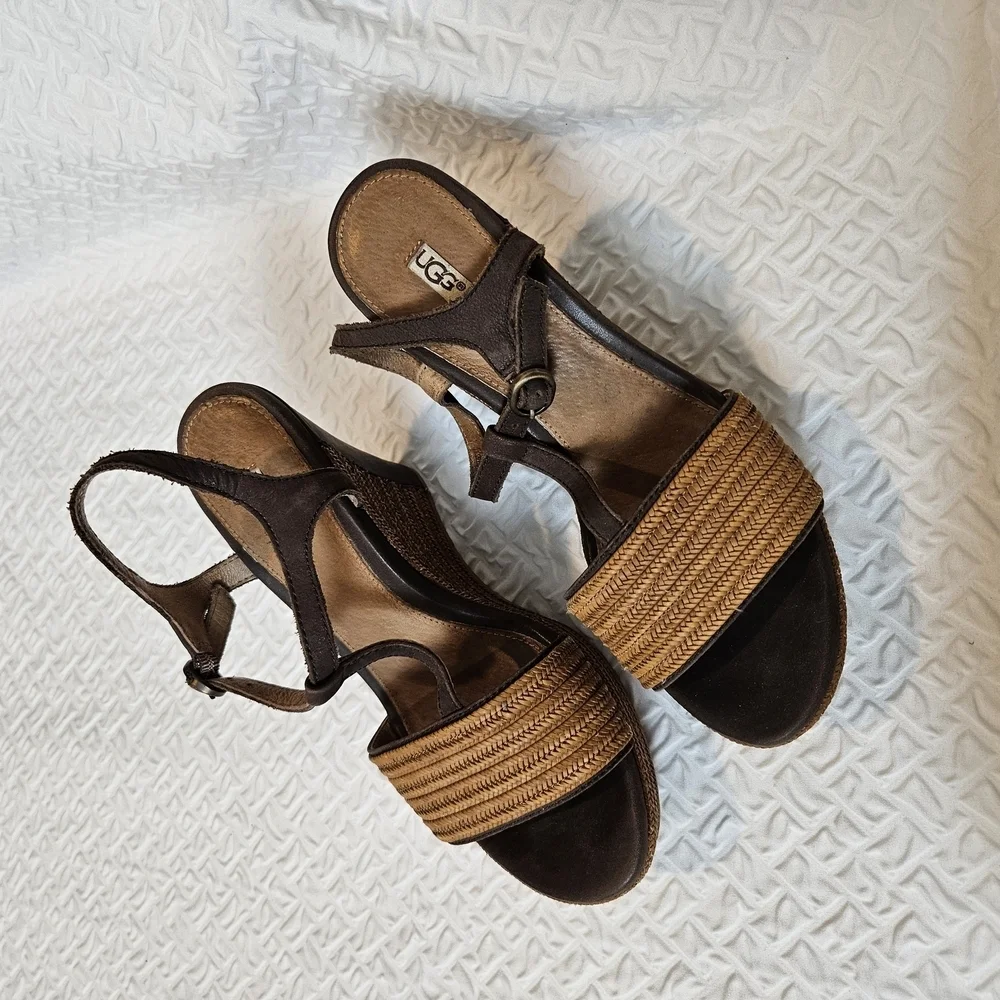 UGG Women's Brown Wedge Sandals - Picture 3 of 5